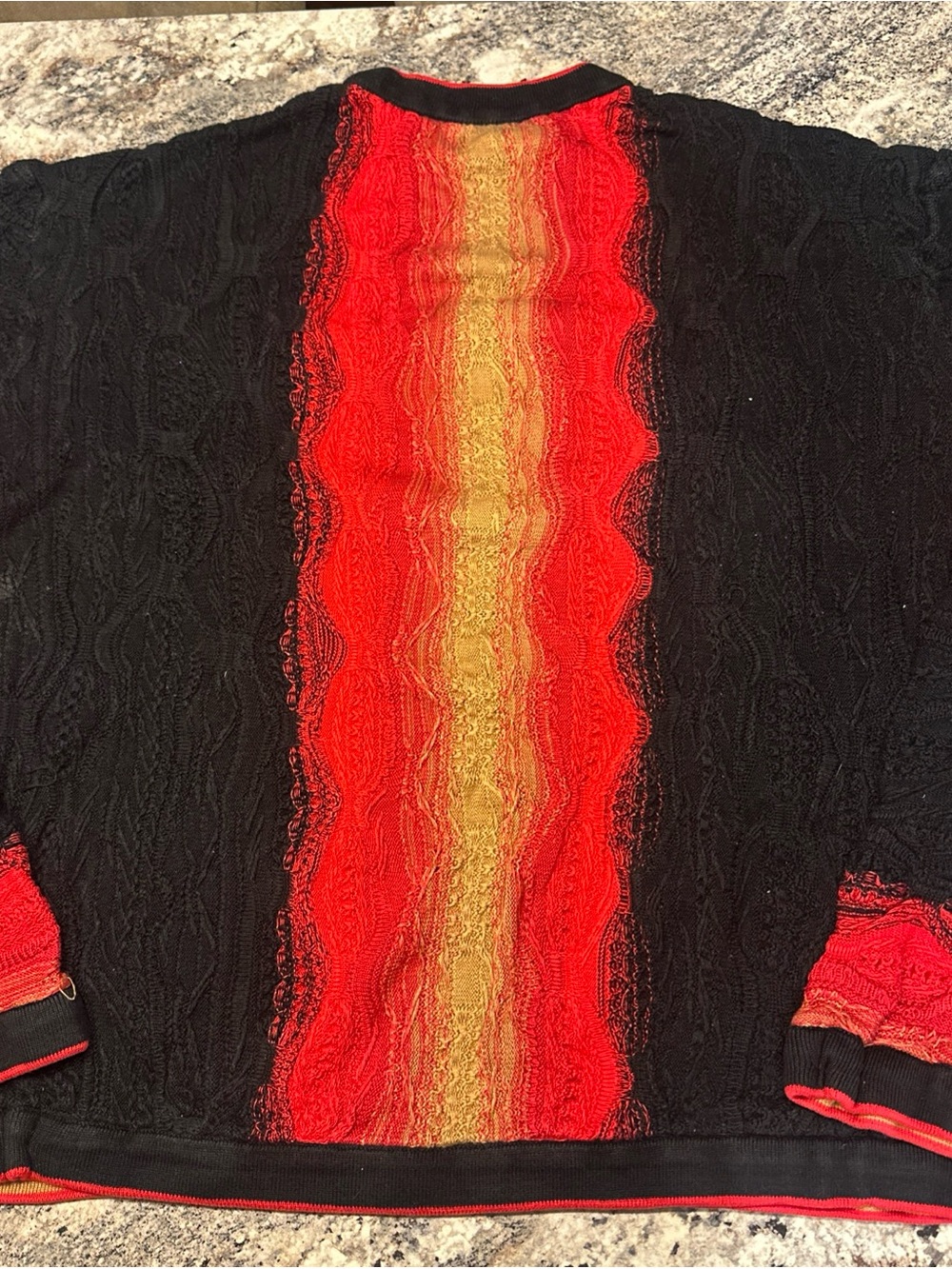 Vintage COOGI Australia Basics 3D Knit Big Logo Sweater Black Red Mens 2X - Picture 5 of 5